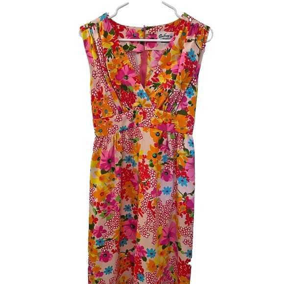 Vintage 60s Sun Fashions Hawaii Floral Dress Size 10 Maxi Mod Retro MINT - Picture 7 of 16